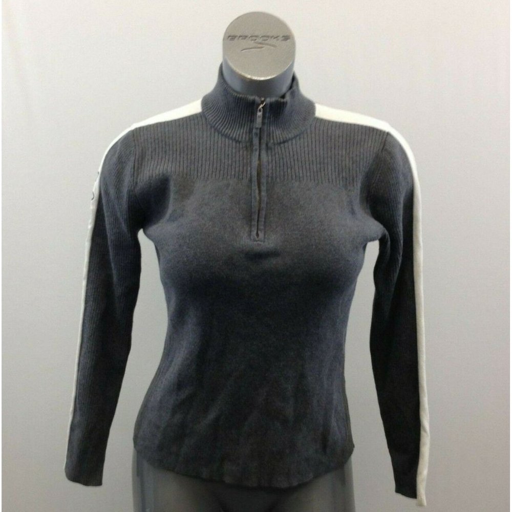 Tommy Hilfiger Full Zip Mock Neck Sweater Women's Size Large Gray Long Sleeve